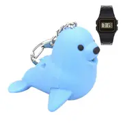 Cute Cartoon Sea Lion LED Light Voice Pendant Key Ring Keychain Bag Ornament(Blue)