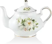 [Sweejar Home] European Style Large Belly Teapot, Tea Pot with Removable Stainless Steel Infuser, Blooming & Loose Leaf Teapot (Camellia)