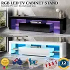 TV Cabinet 180cm Entertainment Unit RGB LED Gloss Stand Tempered Glass Shelf NEW