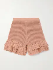 [Chloé] Chloé - Ruffled Crocheted Cotton Shorts - Peach - x large x large Orange