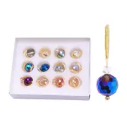 12Pcs Crystal Glass Sun Catcher Crystal Christmas Balls Ornaments Mini Colorful Xmas Tree Decorations