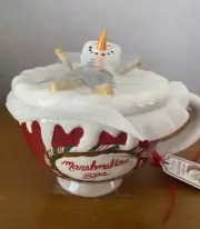 BLUE SKY "MARSHMELLOW SPA" Cup W/ Snowman Topper Holiday Christmas Decor NWT