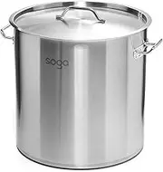 SOGA Stock Pot 17Lt Top Grade Thick Stainless Steel 28CM 18/10