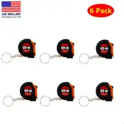 6 Pc Mini Keychain Steel Retractable 1m /3ft Measuring Tape Inch Slide Lock