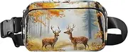 [XYMZR] Sika Deer Autumn Forest Fanny Pack Hip Bag Belt Bag for Women Man Fashion Waist Pack Water-repellent Crossbody Bag for Halloween Costumes Running Hiking Jogging Travel Sport, Multi-colored, one