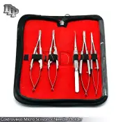 NEW 5 Castroviejo Micro Scissors Needle Holder Forceps Dental Eye Set Kit
