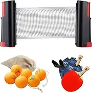 SPP Portable Table Tennis Set – Retractable Ping Pong Net, 2 Table Tennis Rackets, 6 Ping Pong Balls – Adjustable Net for Any Table, Indoor & Outdoor Play, Complete 2-Player Kit