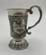 Finest Grade 2.5” Ireland Mullingar Pewter Goblet Cup Deer Turkey Vintage RARE