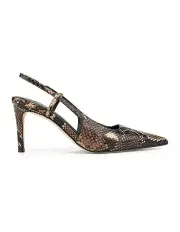 [Siren] Zuko Snake Leather Slingback Heels in Brown Multi