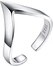 [Generic] V Shape Open Thick Minimalist Engagement Ring Dainty Adjustable Simple Statement Finger Promise Eternity Rings Band Cute Jewelry
