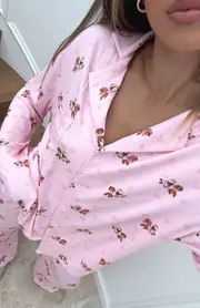 Pillow Talk Printed Long Sleeve Pyjama Set Candy Breakfast