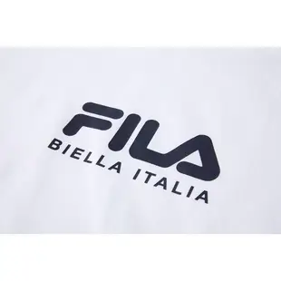 FILA 女款白色圓領休閒短袖上衣 5TEV-1504-WT