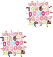 RORPOIR 2pcs Blanket Security Blanket Tags Cotton Fabric Newborn Toddlers Comforter Multicolored Labels
