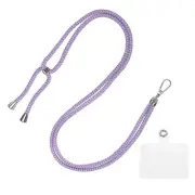 Phone Lanyard Adjustable Neck Lanyard with Transparent Patch Purple Blue Apricot