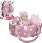 Baby Doll Playset with Washable Doll Accessories Includes Carrier Bassinet Bed , First Baby Dolls for Toddlers with Bassinet Bed, Blanket, Nipple