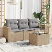 Garden Sofa Set with Cushions, Patio Furniture Conversation Set, Outdoor Wicker Chairs for Balcony, Deck or Small Garden