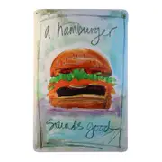 3x Tin Sign Hamburger Sprint Drink Bar Whisky Rustic Look