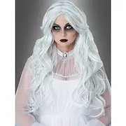 Curly White Ghost Wig for Women – Spooky Curly Hair for Halloween, Cosplay, Costume Parties, and Role Play Accessories