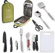 10 Pieces Camping Cooking Utensils Set Camping Kitchen Utensils with Portable Cooking Utensils Bag Kitchen Utensil Set Camping Cooking Utensils Cooking Tools Set for Camping Hiking Picnic BBQ