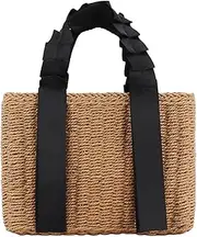 [Tadill] Handwoven Top Handle Bag Travel Beach Holiday Casual Ladies Handbag