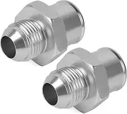 Pair SBC 10AN Valve Cover Adapter Aluminum Fittings for Push-In Grommet (Silver)