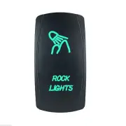 GREEN DUAL LED BACKLIT ROCKER SWITCH LASER ETCHED 20A 12V ROCK LIGHTS OFFROAD