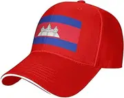 [SSIULUS] Cambodia Flag Casquette Cap Hats,Trucker,Baseball Cap with Snapback,Perfect for Summer,Golf