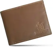 [INVENTOR INTERNATIONAL] Wallets for Men Genuine Plain Leather Slim Bifold Credit Card Holder and RFID Blocking Wallet (V- Design Wallet, Crazy Horse)