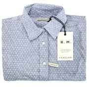 RM Williams Women's Nicole Shirt Short Sleeve Button Up Blue White Size 8 NEW