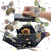 TUSAUW Butterfly Explosion Gift Box - Flying Butterfly Surprise Box for Birthdays, Christmas, Valentines, Proposal, Wedding Gifts & Prank (Black)