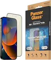 PanzerGlass™ Anti-blue light Screen Protector for iPhone 14 Pro Max - Ultra-Wide Fit scratch-resistant and eye-friendly screen protector with blue light filter for retina protection - with mounting aid