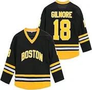 [ZXCVB] Men's Boston Happy Gilmore 18 Adam Sandler 1996 Movie Hockey Jersey Black Stitched
