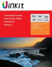 A3 Thick Hot Laminate Pouches Sheets Film 250Micron - 60 Sheets Uinkit 303x426mm