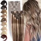 AU Real Remy Clip In 100% Human Hair Extensions FULL HEAD Balayage Russian Wefts