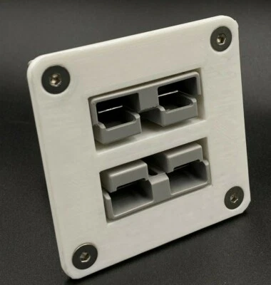 White Twin Dual Flush Mount 50 Amp Anderson plug mounting bracket panel x2 Grey