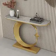 Console Table with Metal Base, Modern Hallway Entryway Tables for Behind The Couch, Marble Table top(Gold 2,80cm)