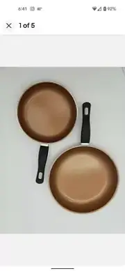 Gold Coast 2 Pc Copper Frying Pan Set Stainless Steel Non Stick Coating