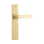 Iver Bronte Door Lever Handle on Chamfered Backplate Brushed Brass