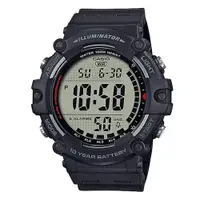 在飛比找PChome24h購物優惠-【CASIO 卡西歐】大錶徑十年電力數位橡膠腕錶/黑(AE-