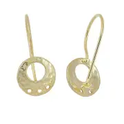 Gold Plated Sterling Silver Hammered Round French Hook Earrings Ear Wire #99866