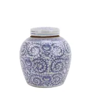 [Florabelle Living] Sonny Flat Lidded Blue & White Porcelain Jar Large