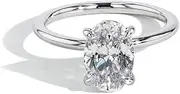 [CUSTOMIZE JEWELS] Customized Jewel 1 - 6.5 Carat Oval Excellent Cut Solitaire 4 Prong Hidden Halo Moissanite & Lab Diamond Engagement Ring Silver 925 Platinum Plated Sterling Silver Ring Ladies Promise Bridal Wedding Band