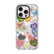 iPhone 16 Pro Clear Case MagSafe Compatible Lovely Heart Floral Stickers