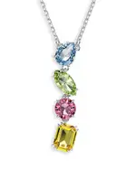 Swarovski Gema Multicolor Crystal Lariat Necklace in Rhodium Plated, 14.87-16.87