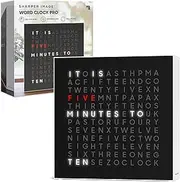 Sharper Image® LED Word Clock Pro with Dimmable Light, 9.45" Modern Design, & Red 5-Minute Alerts| Electronic Accent Wall & Desk Clock| Contemporary Home & Office Decor| Housewarming Gift