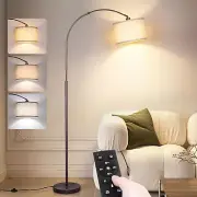 Arc Floor Lamp with Remote, Modern Standing Lamp for Living Room with Stepless D
