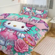 Bed Sheets g241 Hello Kitty Print Bedding Set Pattern Duvet Cove Set 3 Pieces 1 Quilt Cover And 2 Pillowcases for Women Men Teens tq241 Bed Sheets