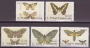 SANTO TOME Y PRINCIPE 1992 MARIPOSAS 5 VALORES + 2 HOJITAS BLOQUE NUEVOS MNH