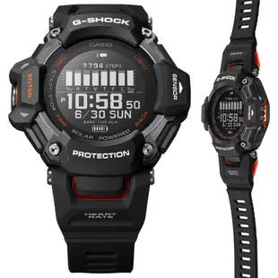 CASIO 卡西歐(GBD-H2000-1A) G-SHOCK 太陽能藍芽GPS心率監測多功能運動錶-黑橘