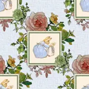 Dollhouse Miniature Wallpaper 1:12 Peter Rabbit Baby Wallpaper Nursery Blue Rose